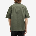 Stone Island Men's Stretch-TC Garment Dyed Short Sleeve Overshirt in Musk