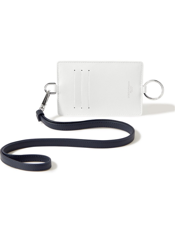 Photo: DOLCE & GABBANA - Logo-Print Two-Tone Leather Cardholder with Lanyard - Blue