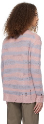 Acne Studios Pink & Purple Distressed Stripe Sweater