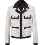 AMIRI - Cropped Silk Twill-Trimmed Bouclé Jacket - White