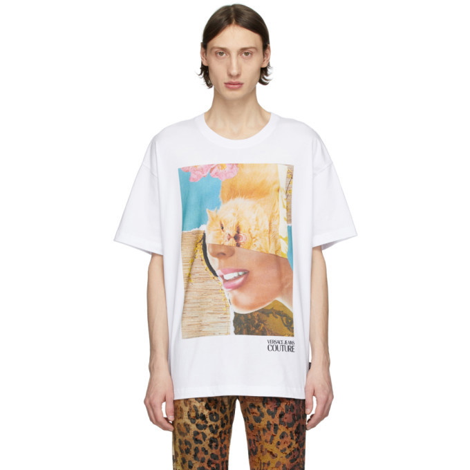 Photo: Versace Jeans Couture White Rosa Burgess Edition Print T-Shirt