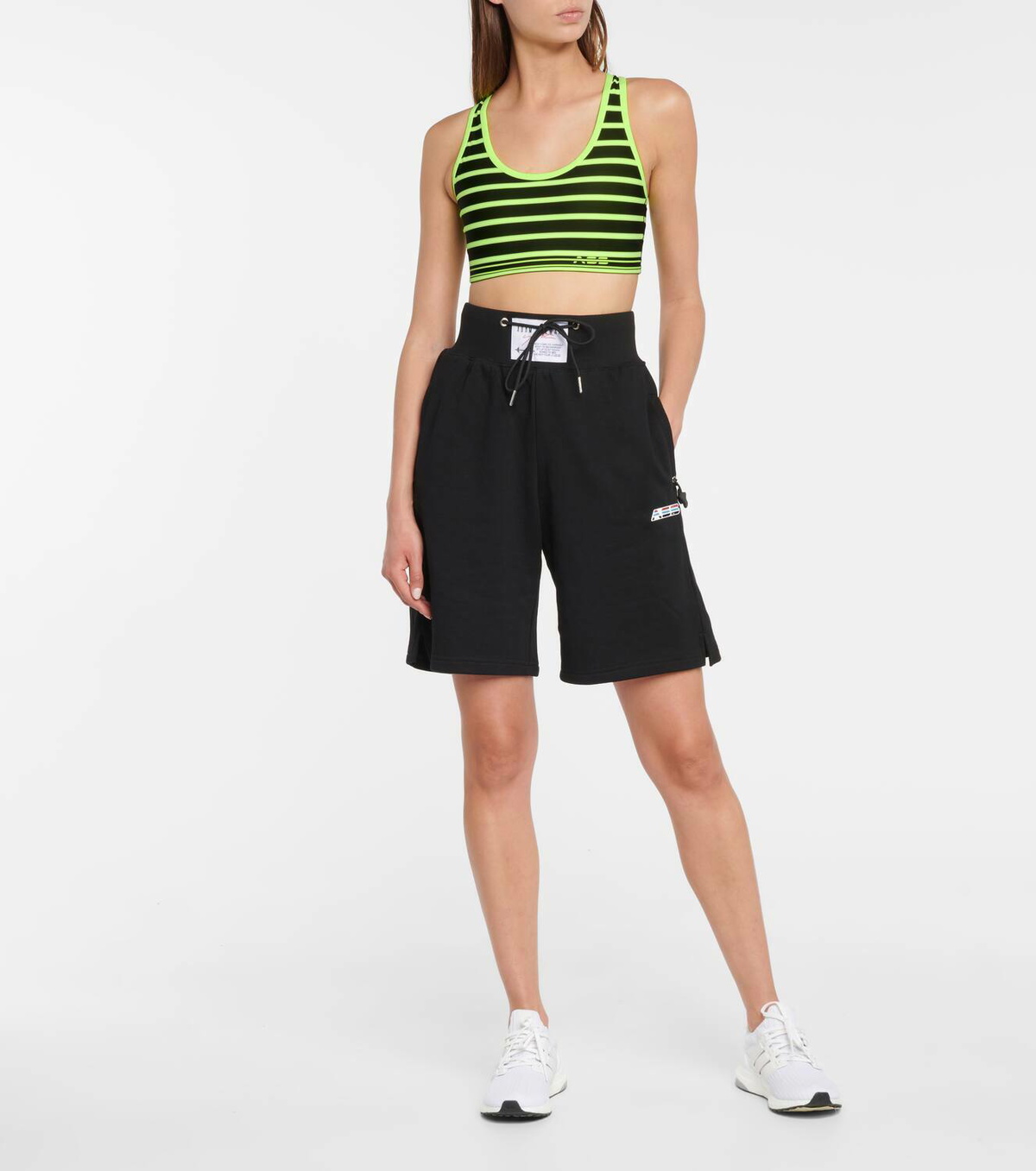 Adam Selman Sport Striped cross-back sports bra