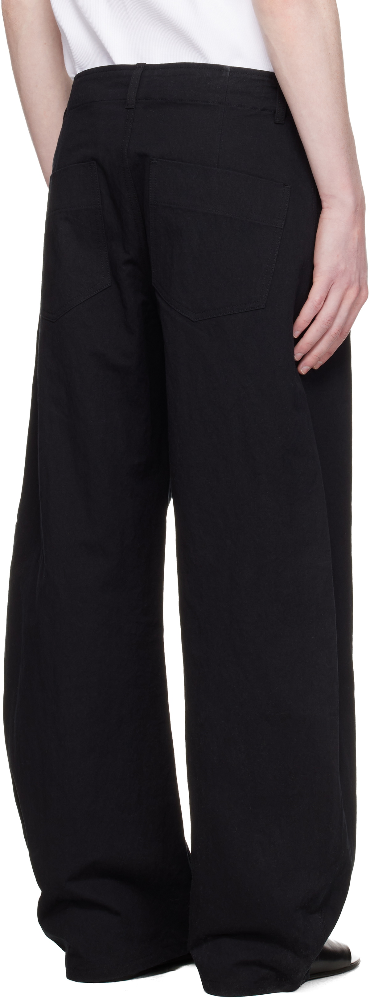COOR Black Deep Curved Cotton Blend Trousers