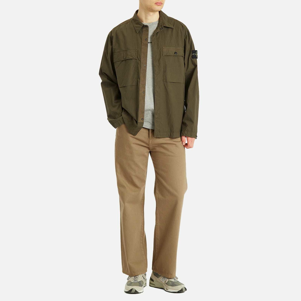 Stone Island Men's Tela Paracadute Shirt Jacket in Military Green