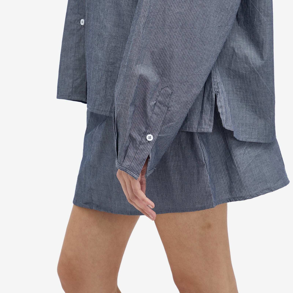 Deiji Studios Women's Day Shirt in Blue Pinstripe