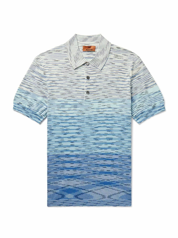 Photo: Missoni - Dégradé Space-Dyed Cotton-Jersey Polo Shirt - Blue