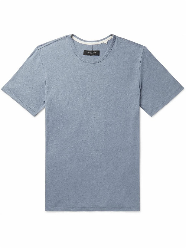 Photo: Rag & Bone - Classic Linen-Blend T-Shirt - Blue