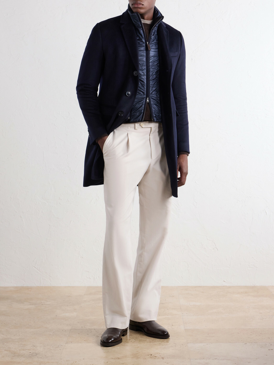 Herno - Detachable Shell-Lined Woven-Cashmere Coat - Blue