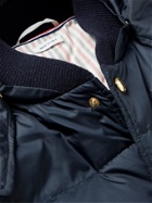 THOM BROWNE - Striped Quilted Shell Hooded Down Jacket - Blue