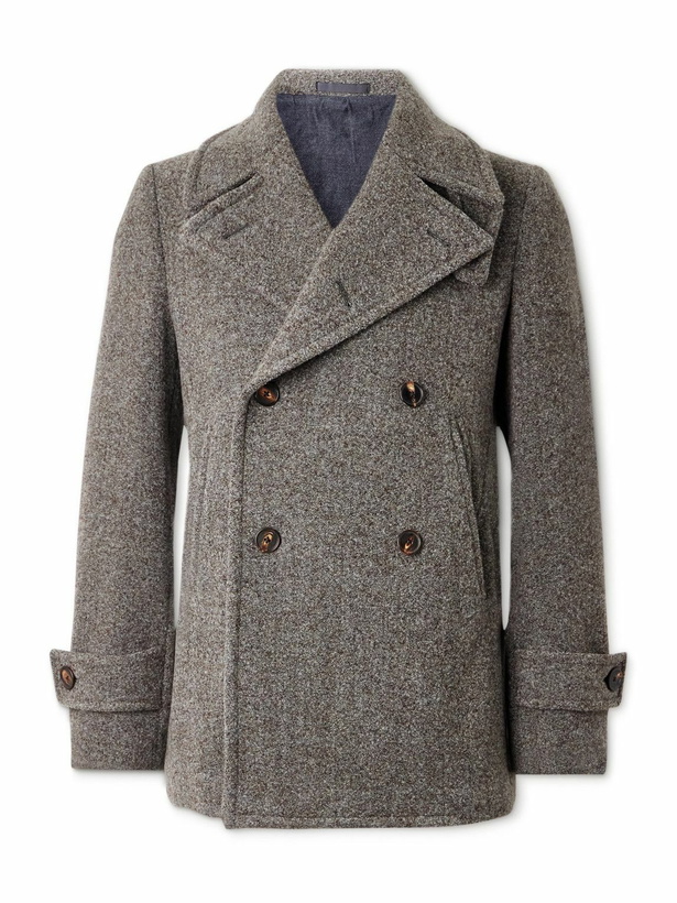 Photo: Caruso - Double-Breasted Wool-Blend Peacoat - Brown