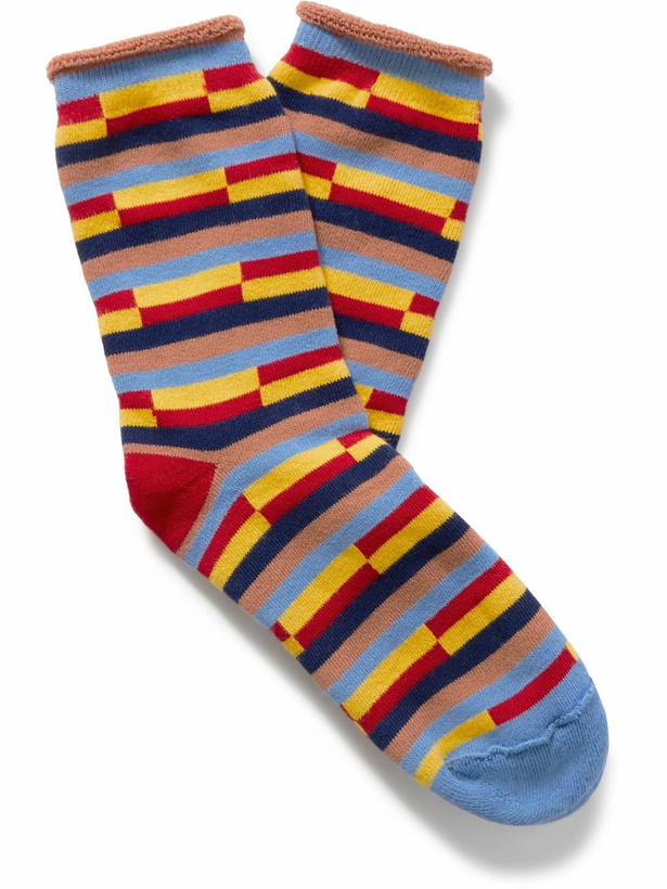 Photo: The Elder Statesman - Television Check Striped Cashmere Socks