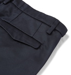 Barena - Navy Masco Tapered Pleated Cotton-Twill Trousers - Blue