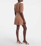 Alessandra Rich Pleated polka-dot silk minidress