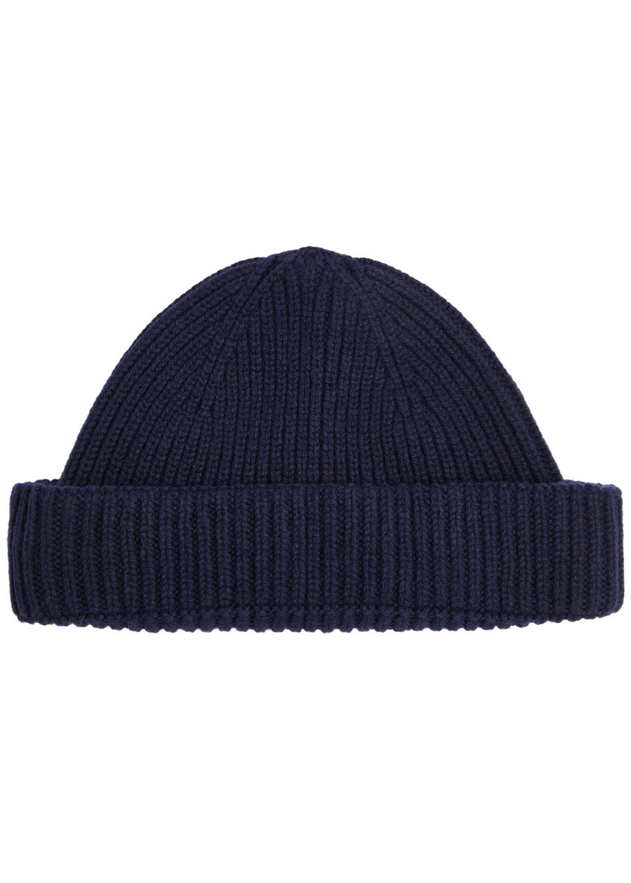 John Smedley Ribbed Cashmere-blend Beanie - Navy - One Size