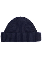 John Smedley Ribbed Cashmere-blend Beanie - Navy - One Size