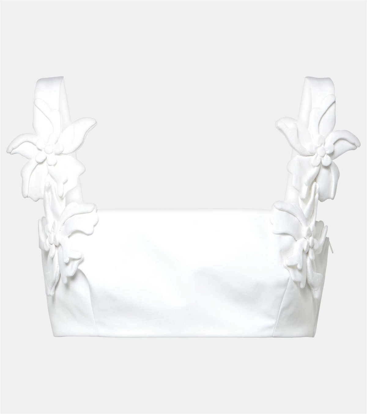 Valentino Floral-appliqué cotton poplin bra top