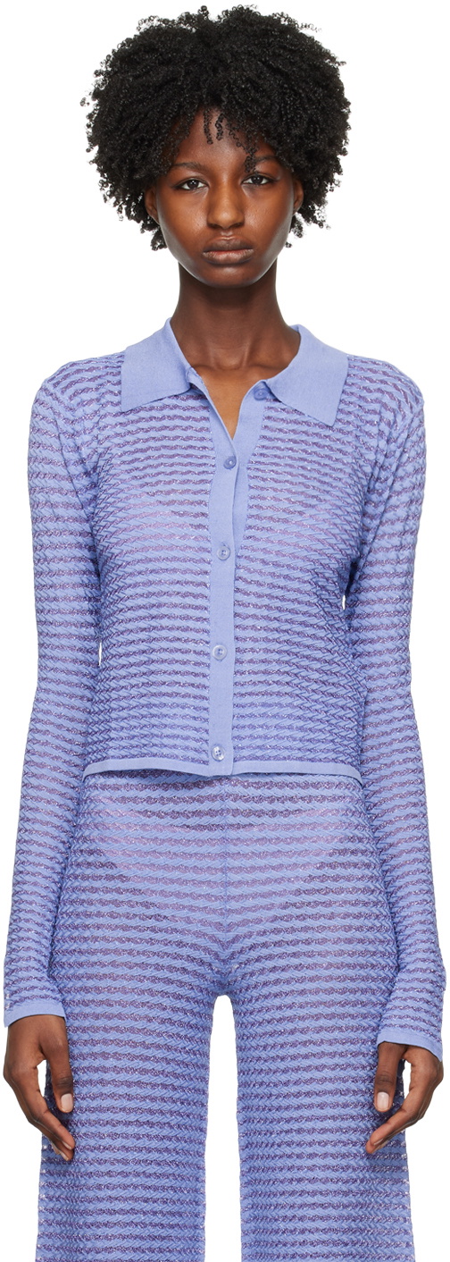 REMAIN Birger Christensen Purple Button Up Cardigan REMAIN Birger