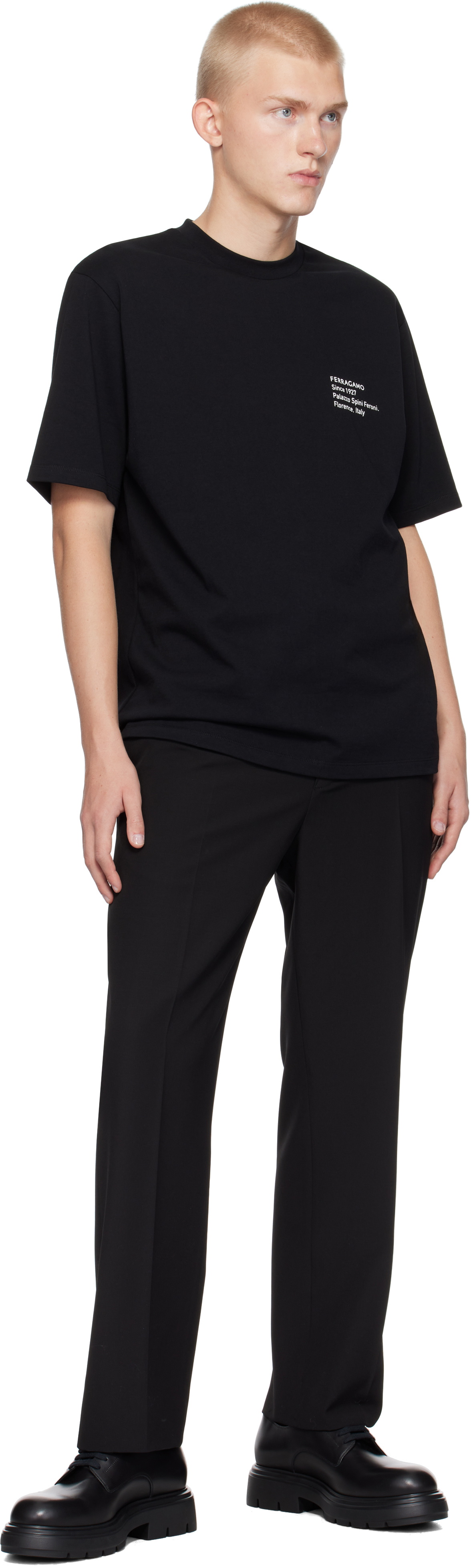 Ferragamo Black Flat Front Trousers