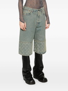 Marine Serre Blue Crescent Moon-Print Shorts