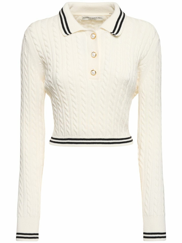 Photo: ALESSANDRA RICH - Cotton Blend Knit Polo Sweater