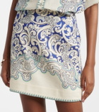Alémais Printed linen and cotton miniskirt
