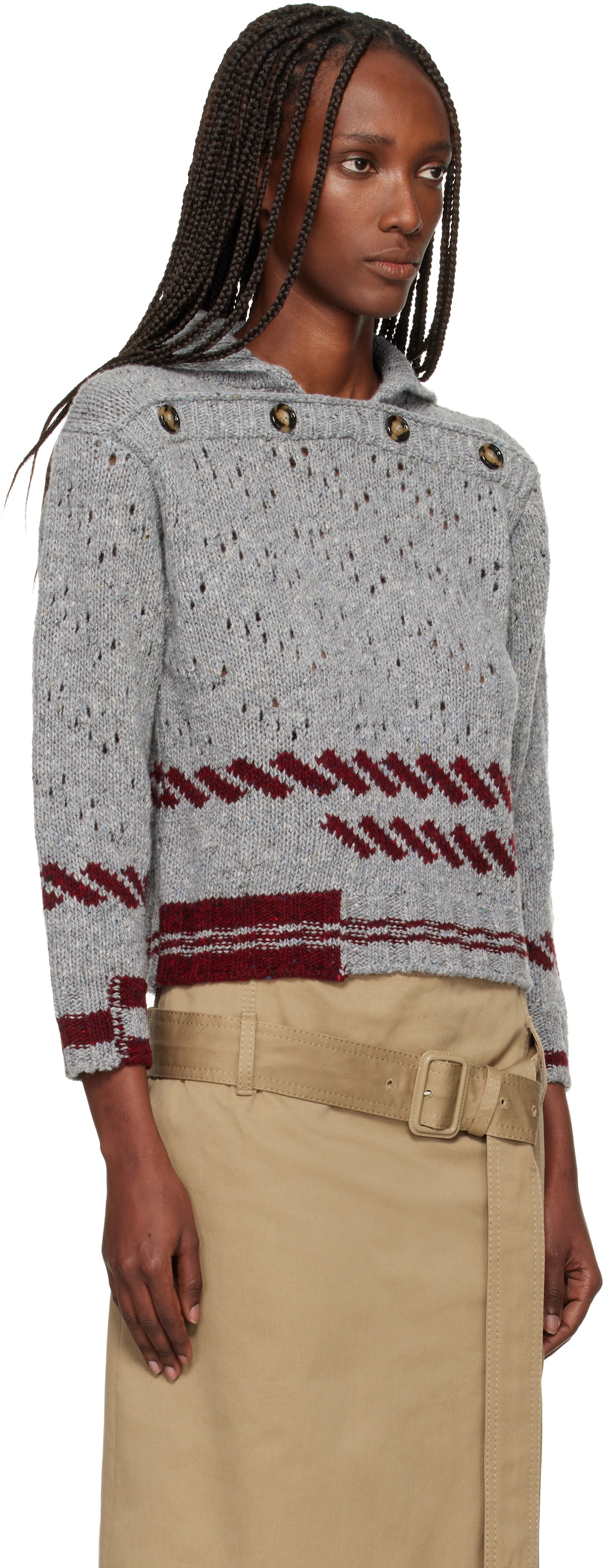 Meryll Rogge Gray Shetland Wool Shrunken Sailor Sweater