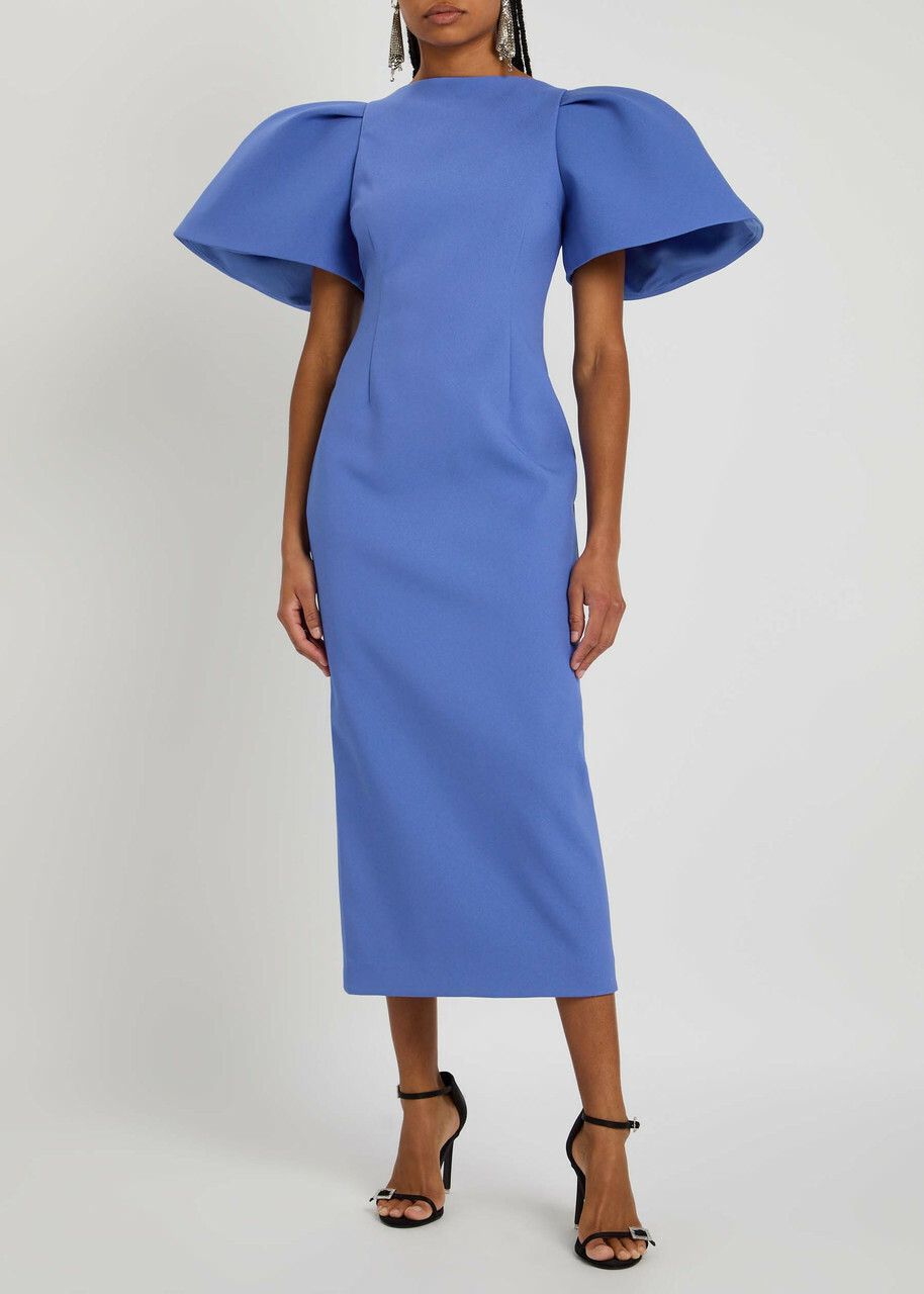 Solace London Lora Crepe Midi Dress Blue