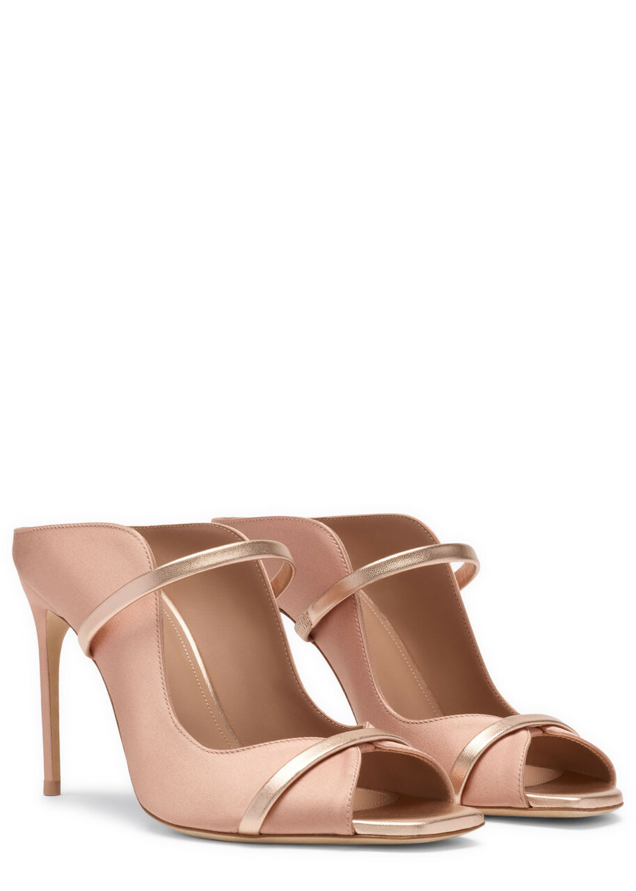 Malone Souliers Noah 90 Satin Heeled Sandals Nude