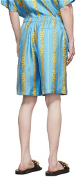 Versace Blue Silk Chain Shorts