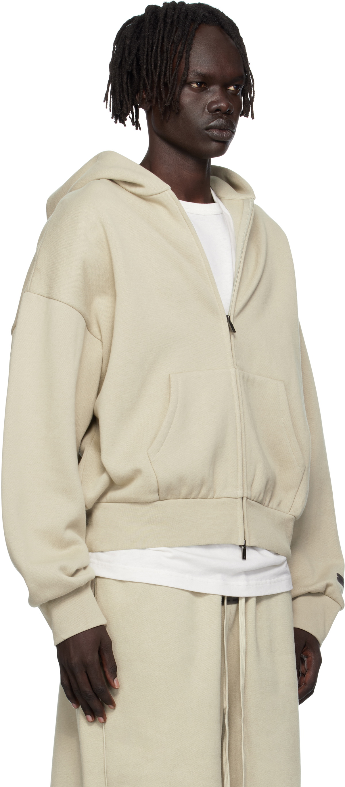 Fear of God ESSENTIALS Taupe Classic Fit Fleece Zip-Up Hoodie Fear 