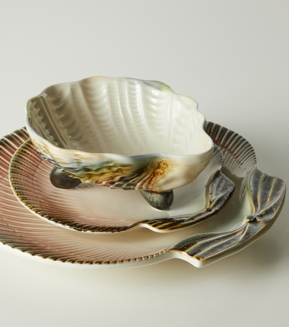 Bordallo Pinheiro Oyster & Scallops set of 4 ceramic bowls