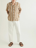 Karu Research - Camp-Collar Striped Cotton Shirt - Brown