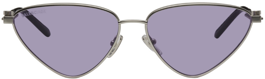 Balenciaga Silver & Purple Cat-Eye Sunglasses Balenciaga