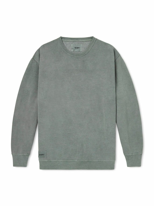 Photo: WTAPS - Logo-Appliquéd Cotton-Blend Jersey Sweatshirt - Green