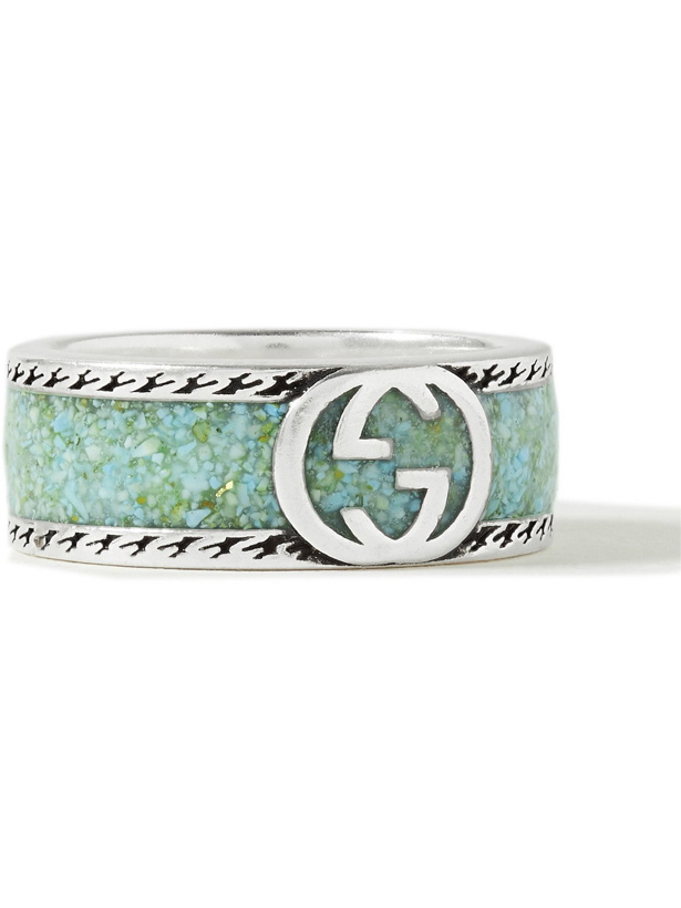 Photo: Gucci - Sterling Silver and Enamel Ring - Green