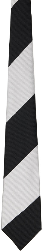 Photo: Comme des Garçons Homme Deux Black & White Silk Regimental Stripe Tie