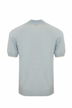 Fedeli Linen And Cotton Knitted Polo Shirt Light Blue