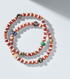 Ileana Makri Set of 2 18kt gold and sterling silver beaded bracelets with gemstones