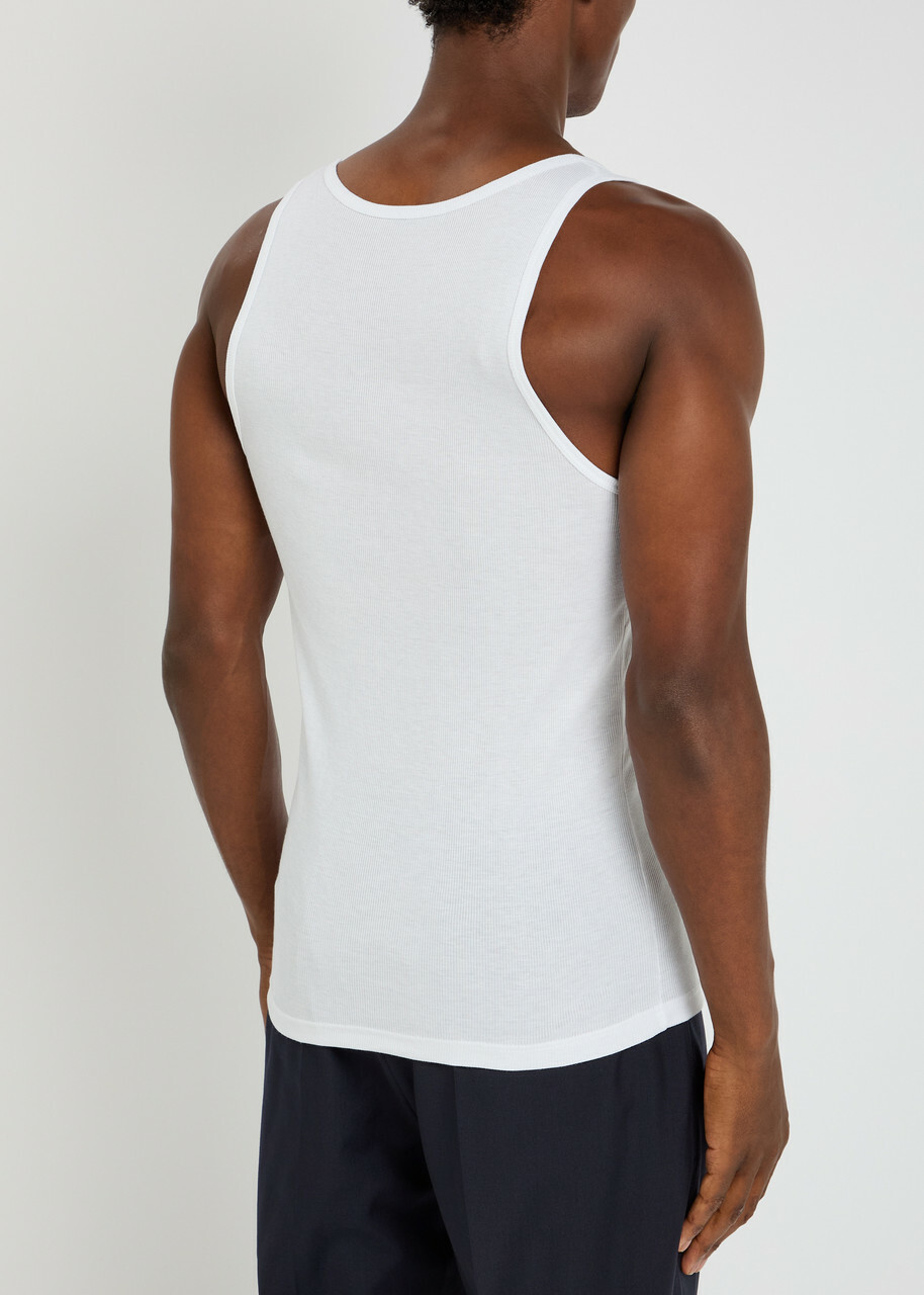 Tom Ford Ribbed Logo Jersey Tank White