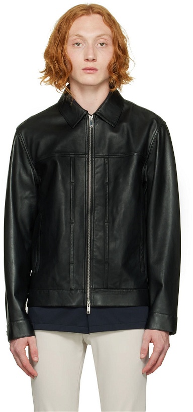 Photo: Theory Black Rhett Leather Jacket