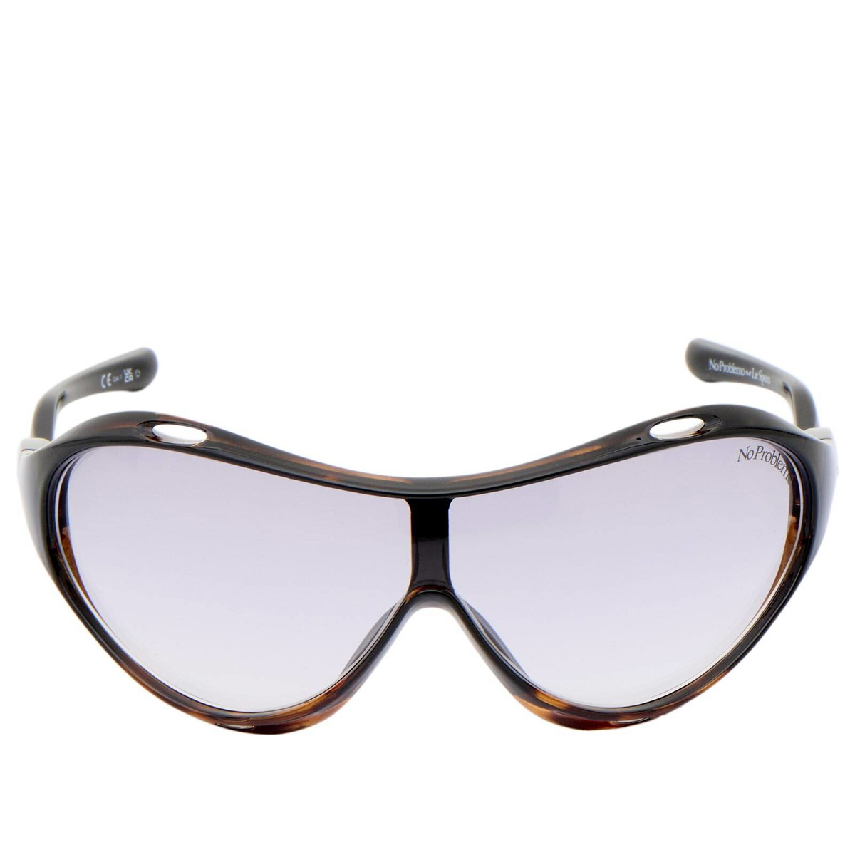 Le Specs x No Problemo Iris Sunglasses in Black/Tort/Smoke Grad 