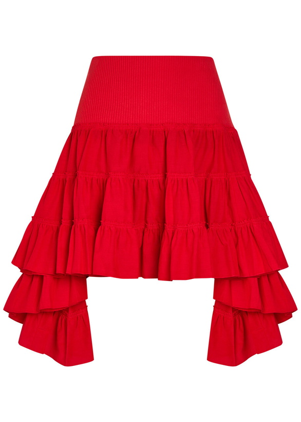 Photo: JW Anderson Ruffle Asymmetric Silk and Cotton-blend Skirt Red