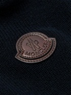 Moncler - Logo-Appliquéd Suede-Trimmed Cotton and Cashmere-Blend Zip-Up Cardigan - Blue