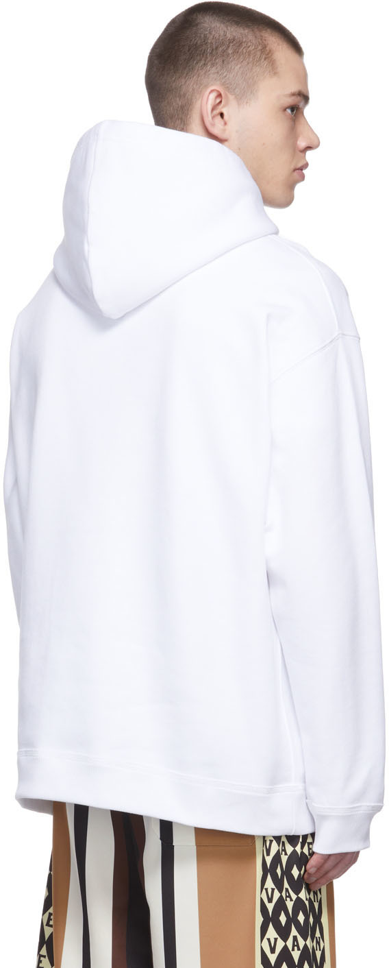 Valentino White Embossed Logo Hoodie Valentino