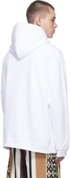 Valentino White Embossed Logo Hoodie