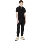 Moncler Black Logo Cotton Piquet Half Zip Polo