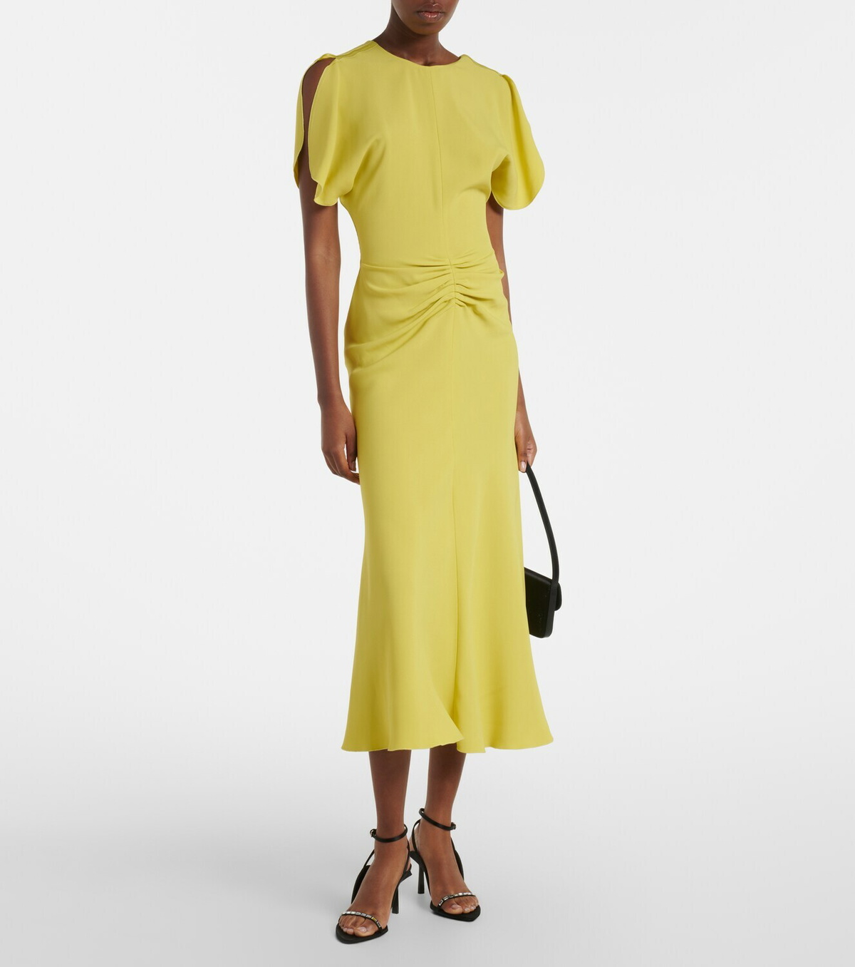 Victoria Beckham Bela gathered crêpe satin midi dress