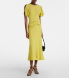 Victoria Beckham Bela gathered crêpe satin midi dress