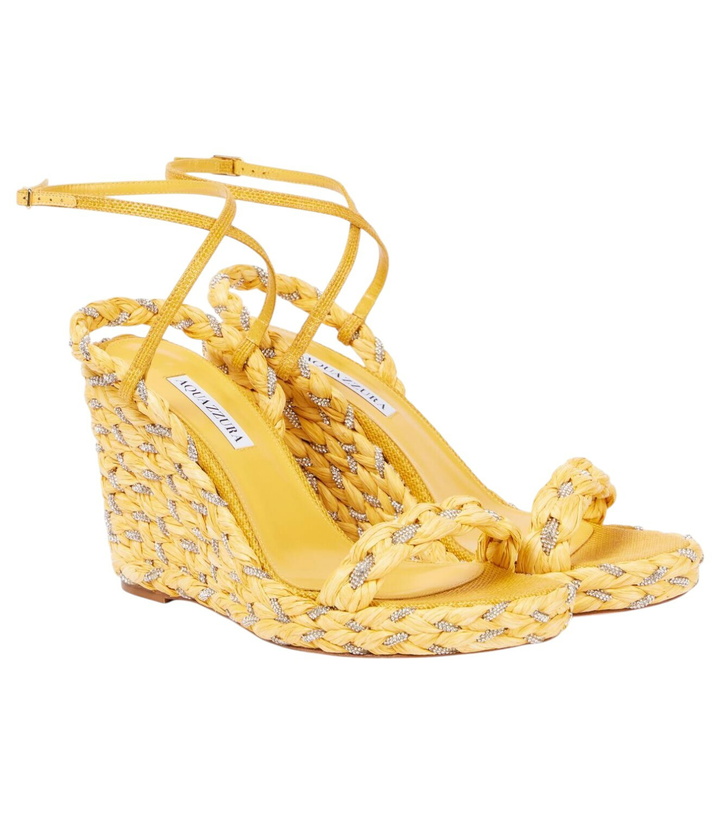 Photo: Aquazzura Costiera Crystal raffia wedge sandals