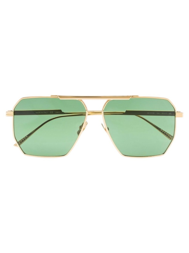 Photo: Bottega Veneta Eyewear Gold-Tone Bond Pilot-Frame Sunglasses